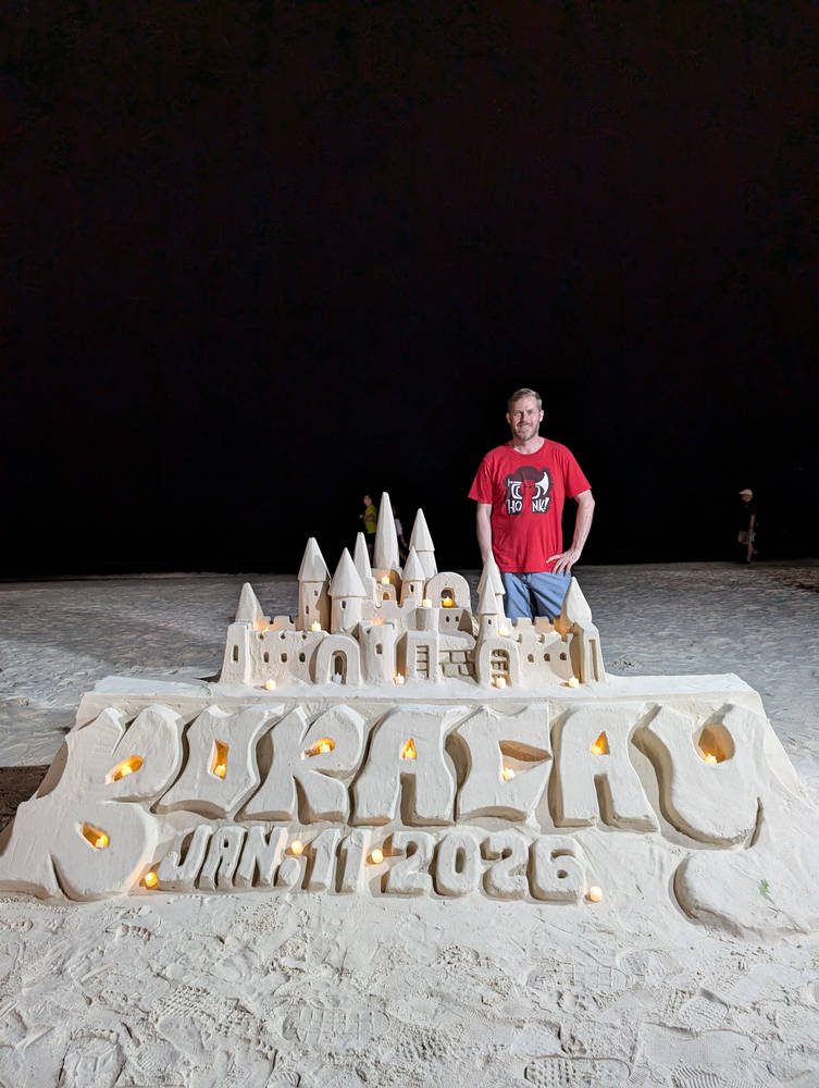 Me, with the sand sculpture