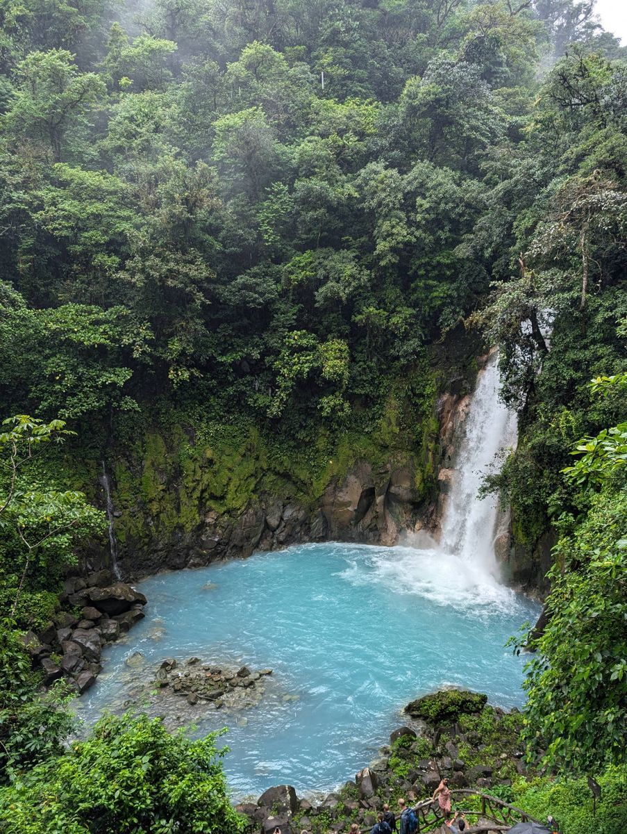The waterfall into the blue pool
