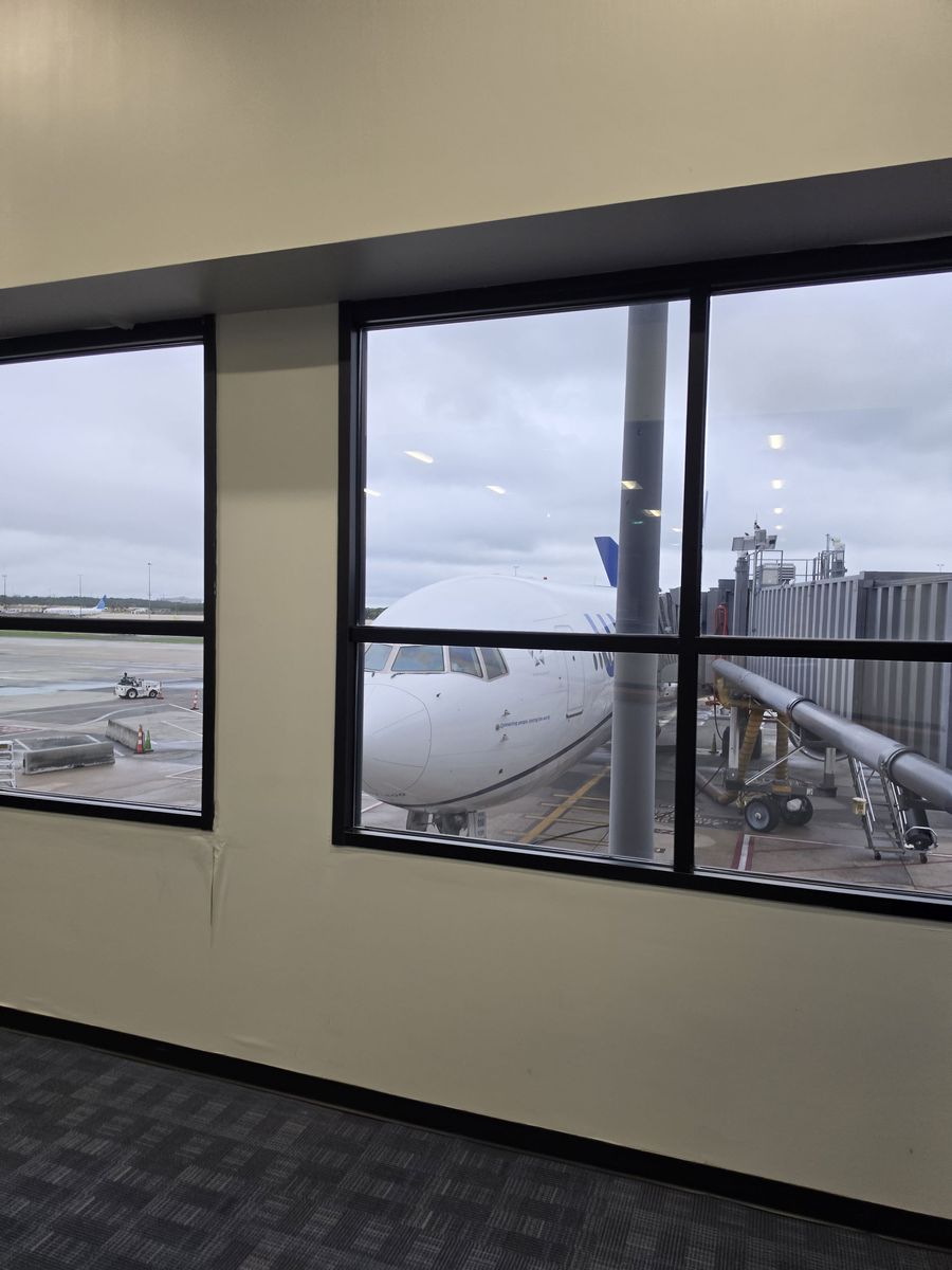 A United plane at the gate at Dulles