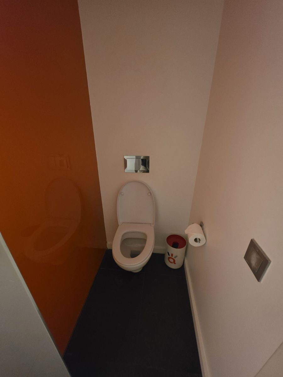 The toilet has its own door