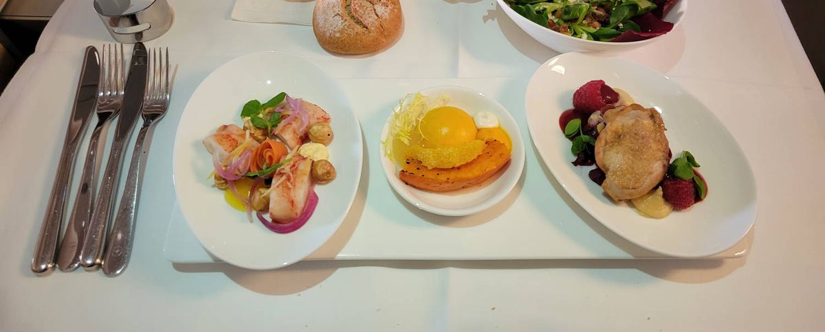Three small starters on a tray