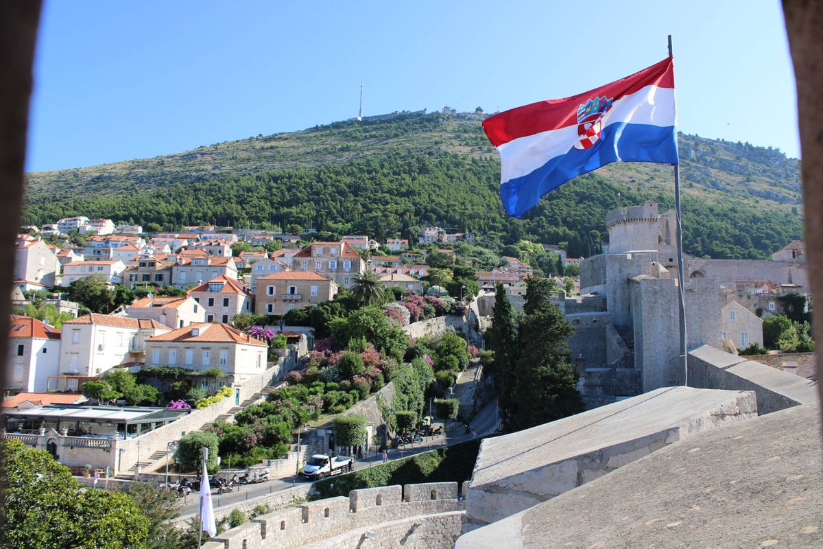 A flag on the walls