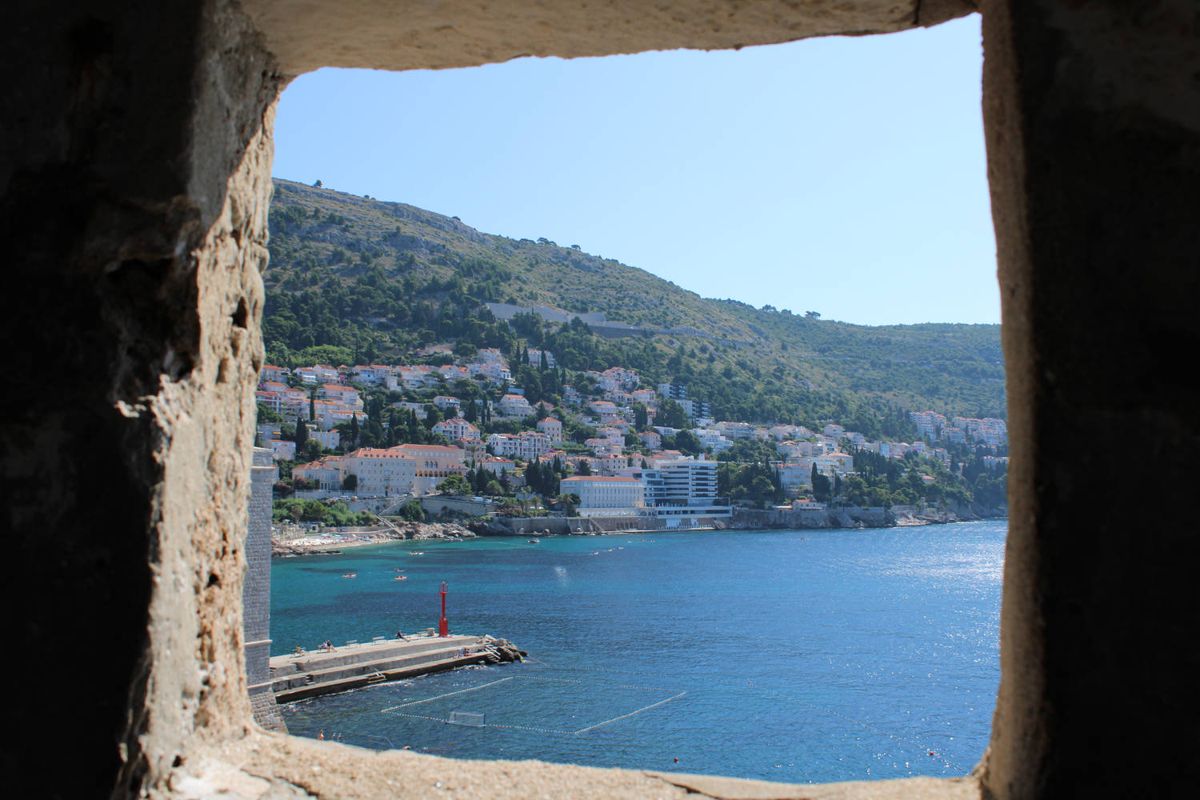 The harbor through a window in the wall