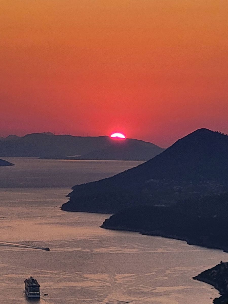 The sun gone behind the island