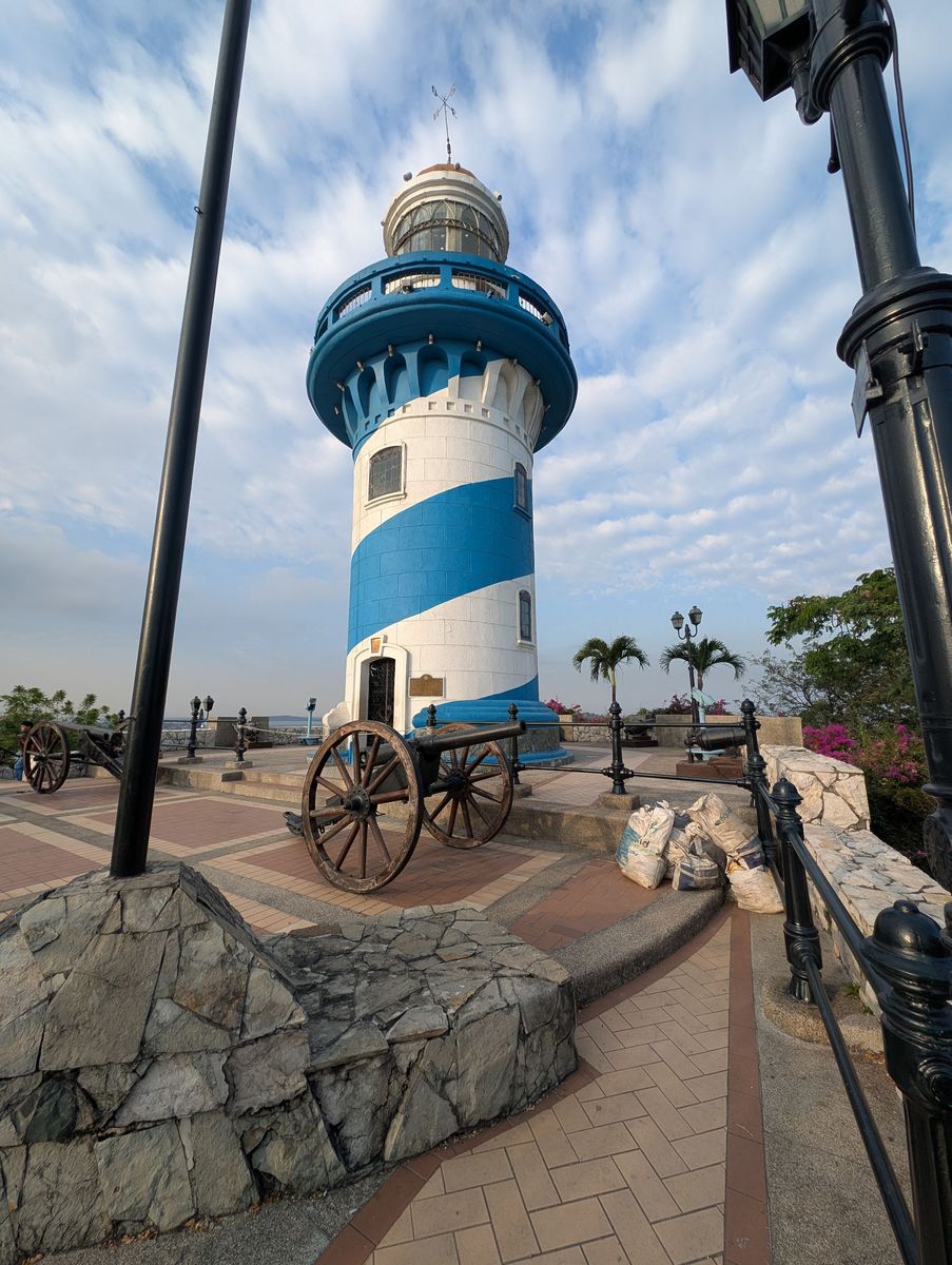 The lighthouse at the top, with a cannon out front