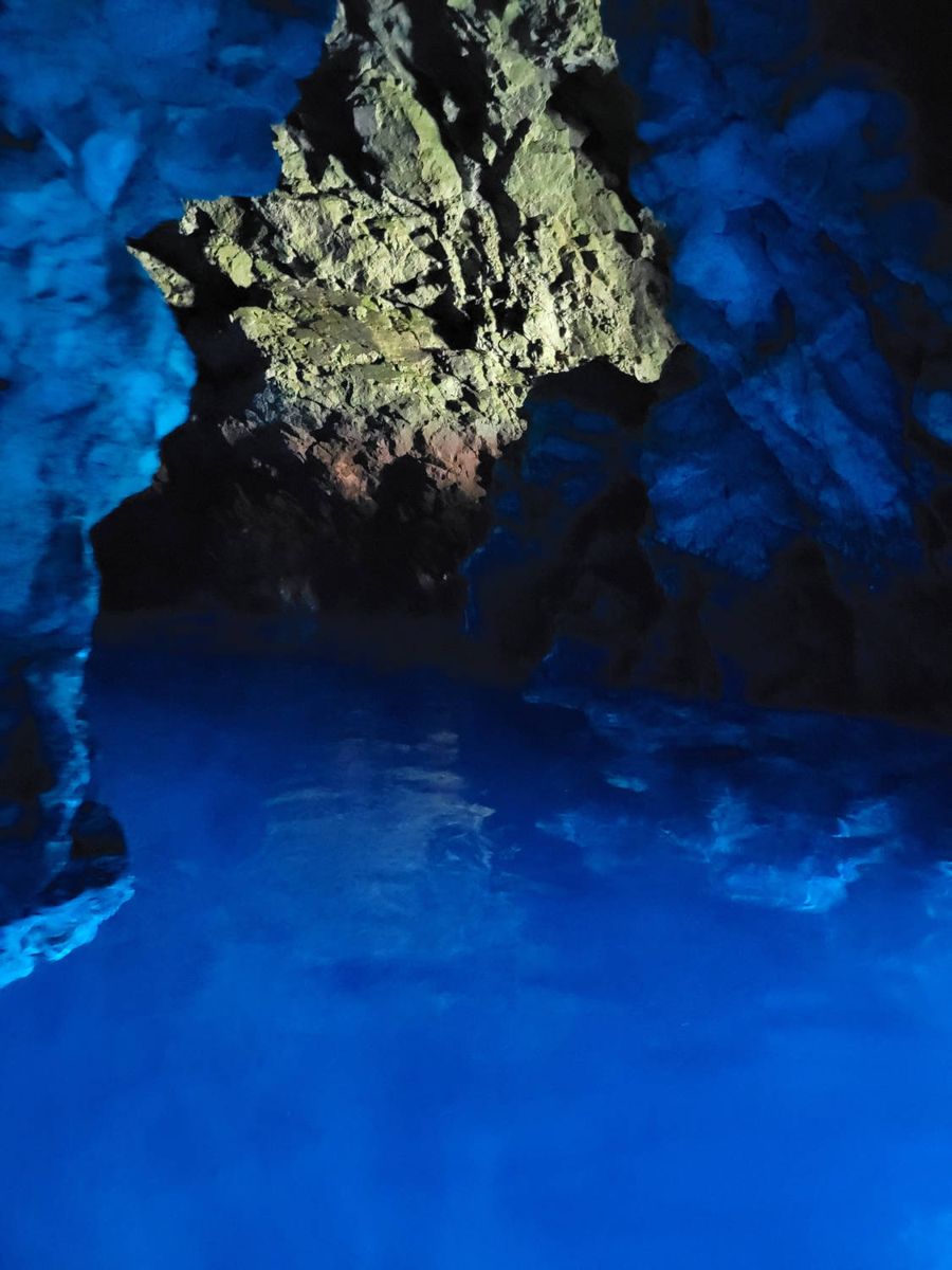 Blue light inside the cave
