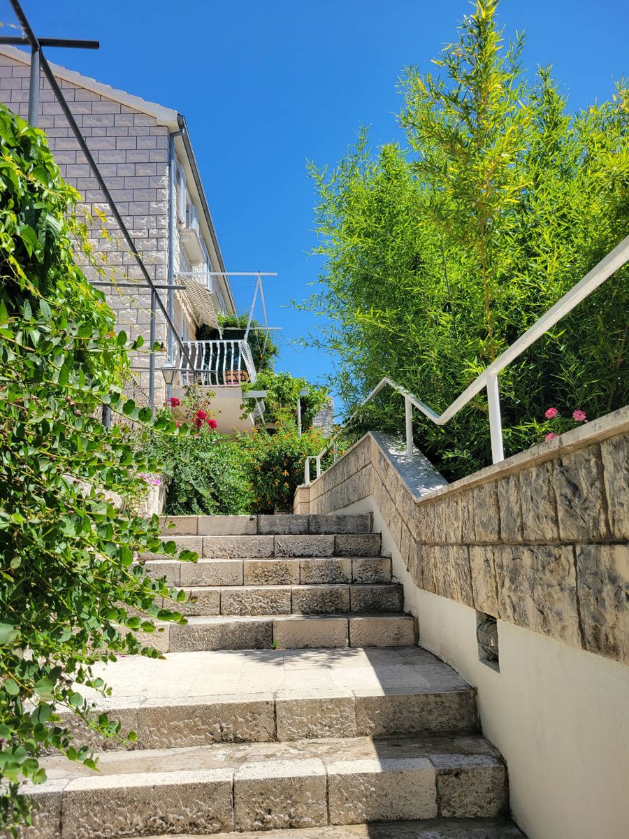 Stairs down toward the water