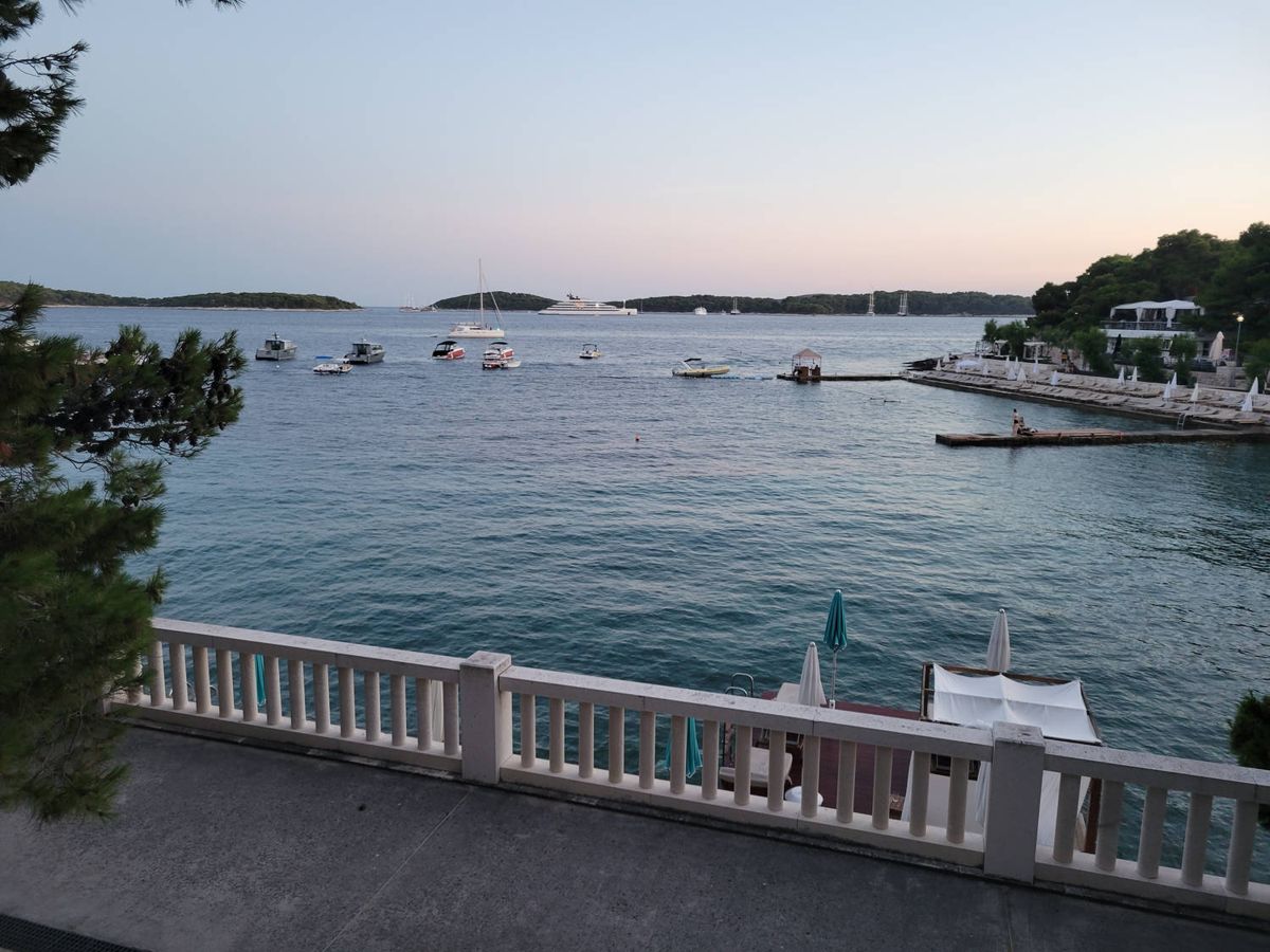 Boats in the bay at dusk