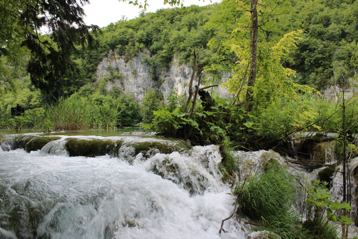 White water over a step