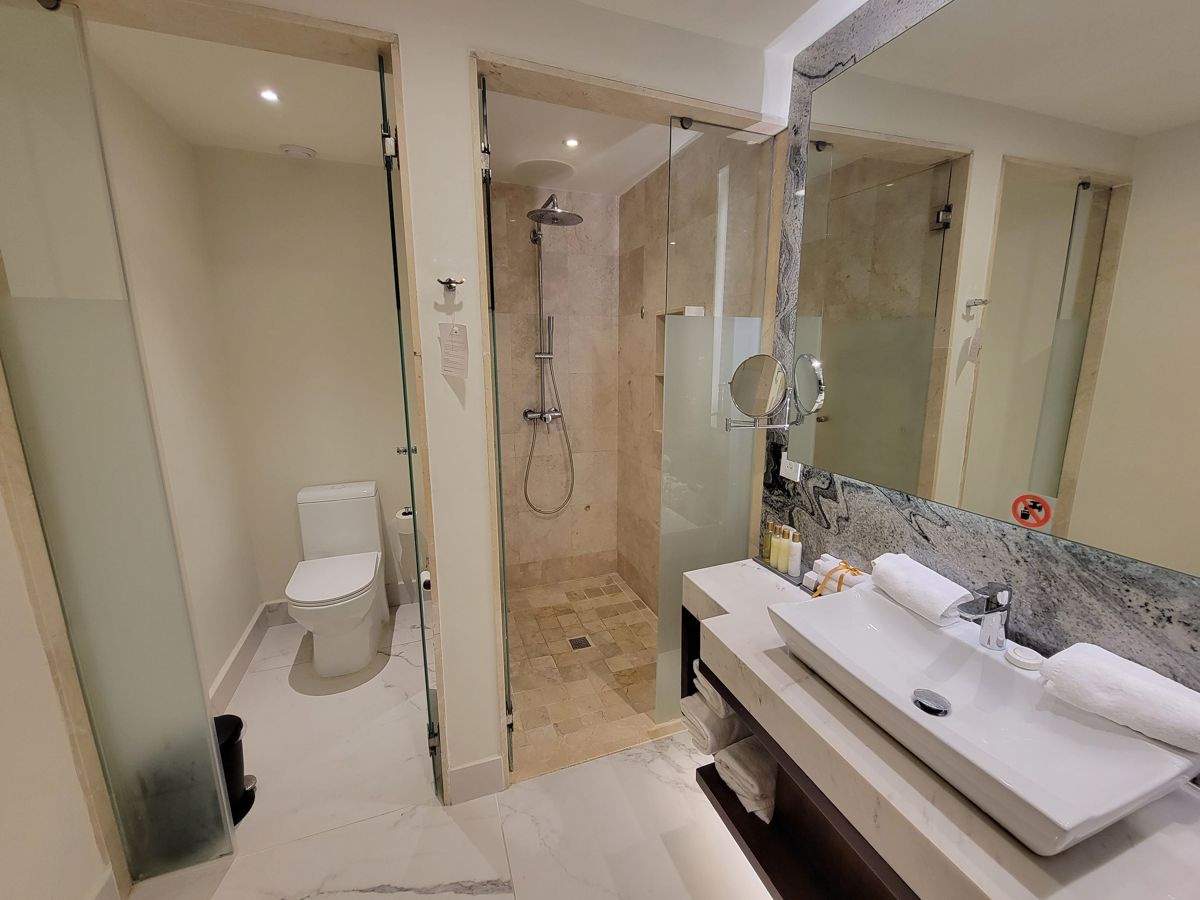 The toilet, the shower and the sink