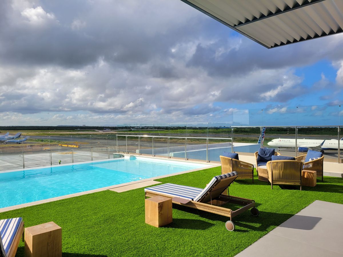 The pool under heavy clouds