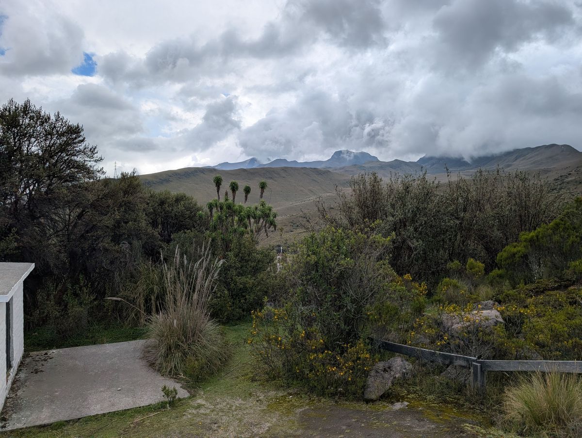 Back by the station, the peaks in the clouds