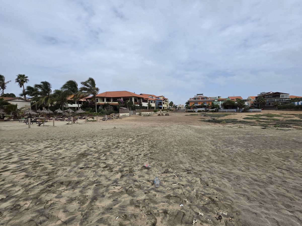 The beach in front of the houses