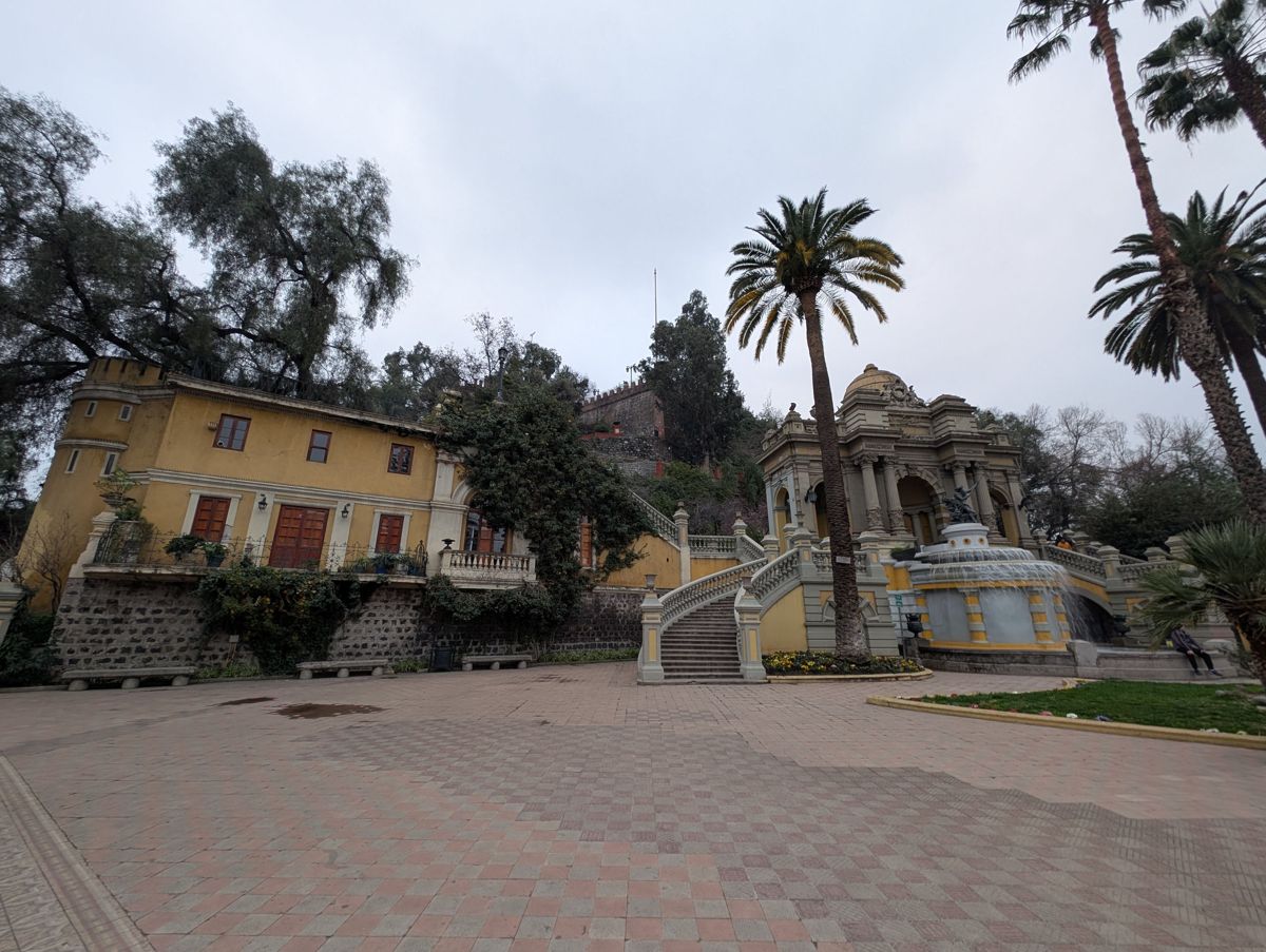 The terrace, with the hilltop walls above