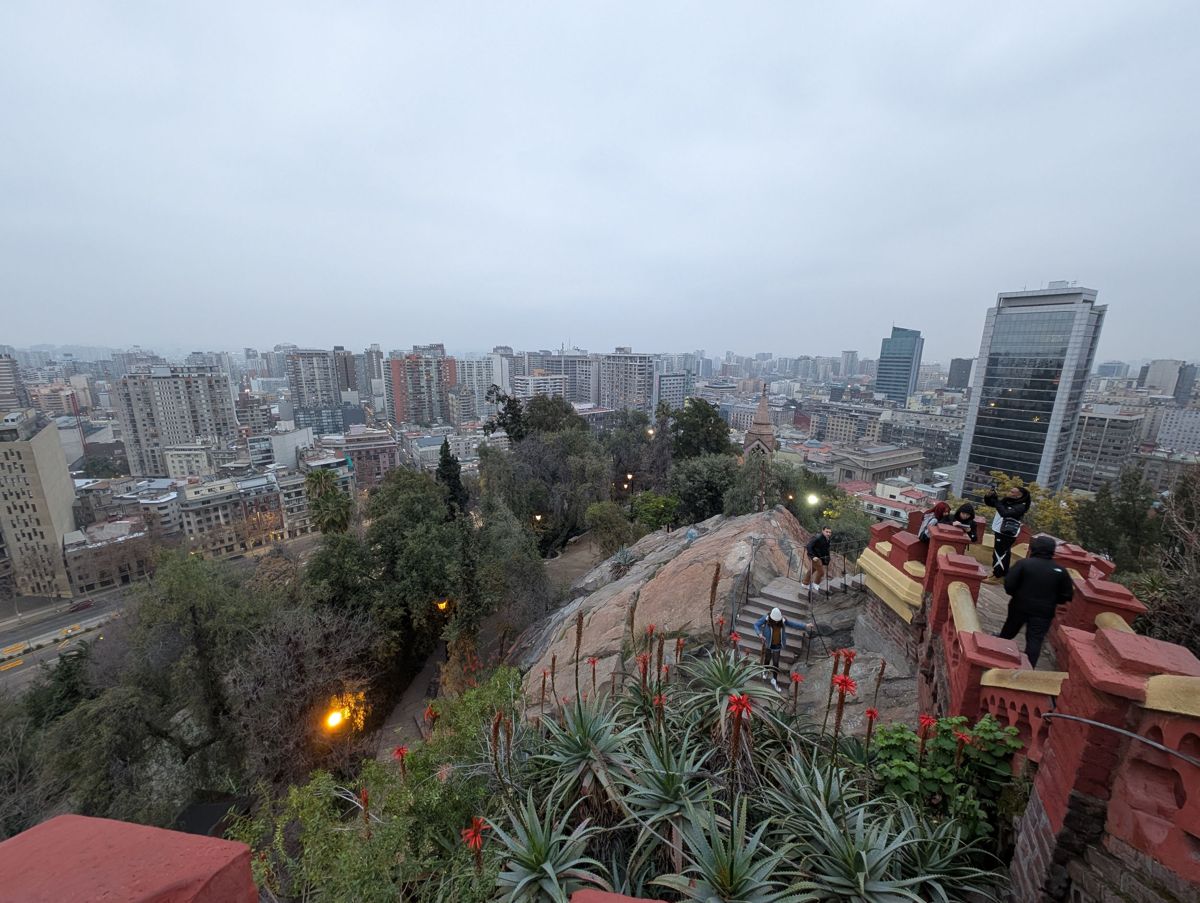 The crowded lookout at the very top