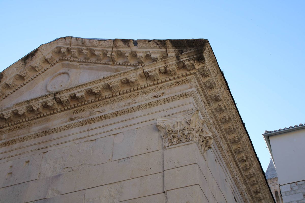The corner of a temple roof