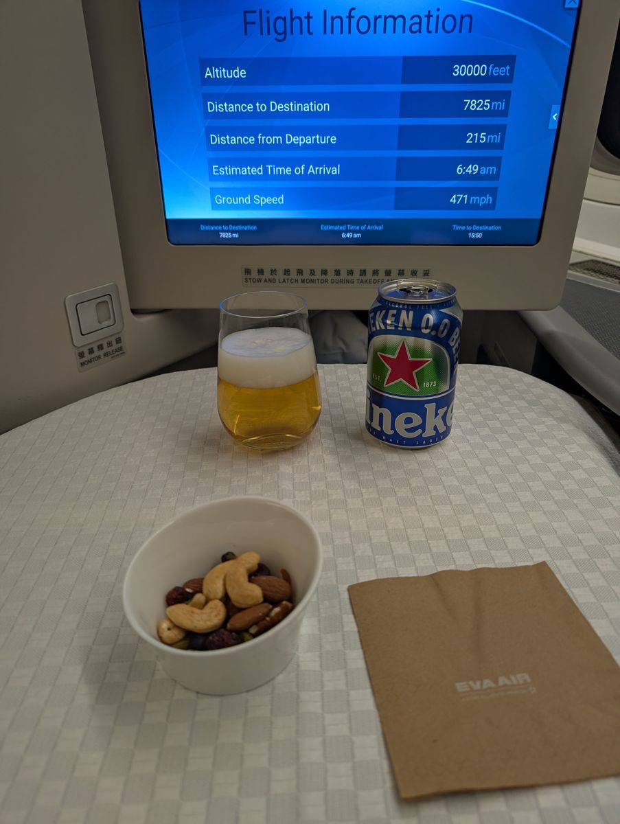 Heineken 0.0 and nuts, 7,825 miles to go