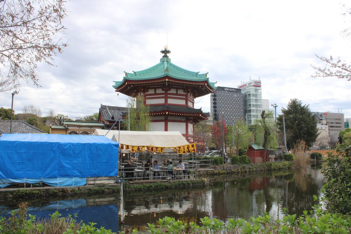 An octagonal hall on the pond