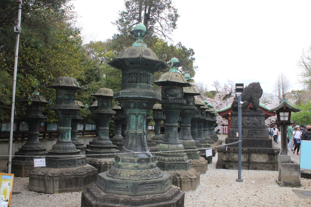Rows of bronze lanterns