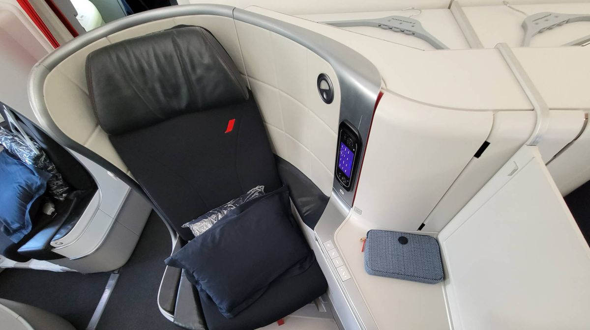 The seat and the side console from the aisle