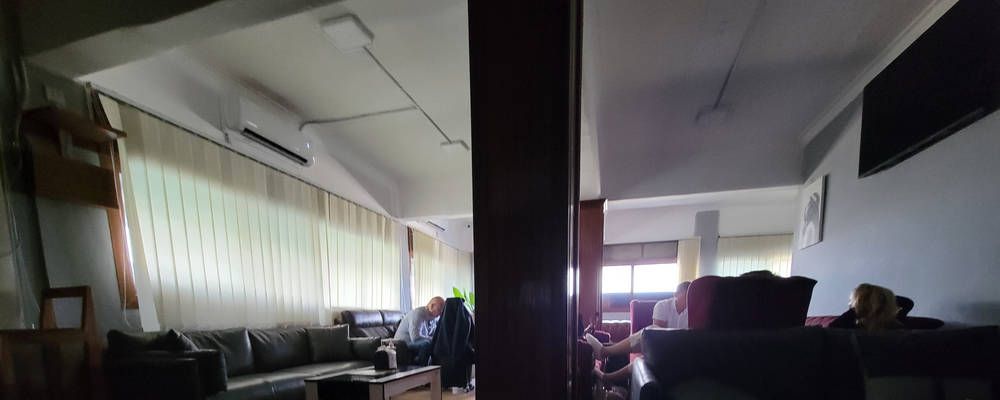 The lounge in the dark during a power outage
